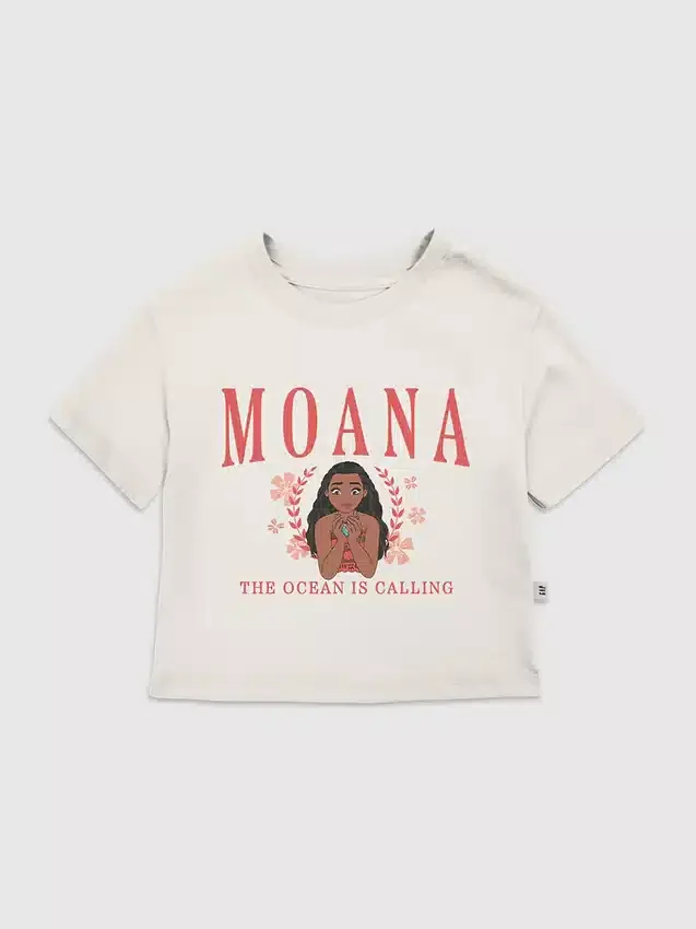 T-shirt con stampa "Moana" in stile college per bambini