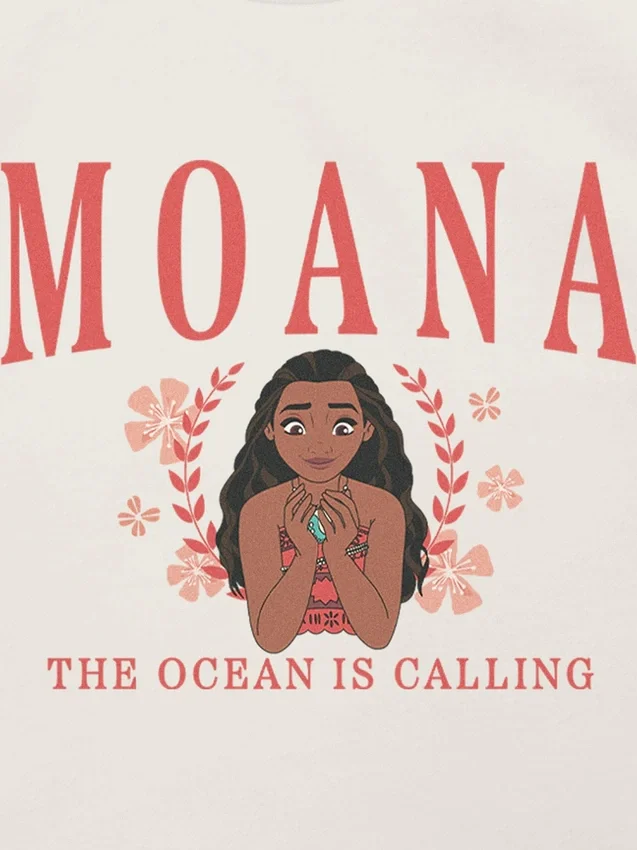 T-shirt con stampa "Moana" in stile college per bambini