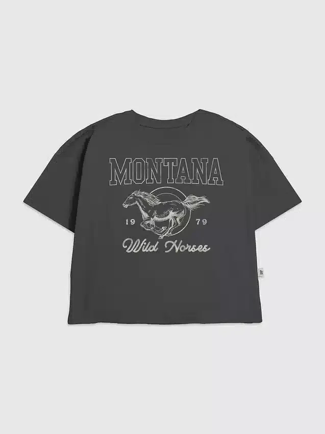 T-shirt con stampa "Montana Wild Horse" per bambini