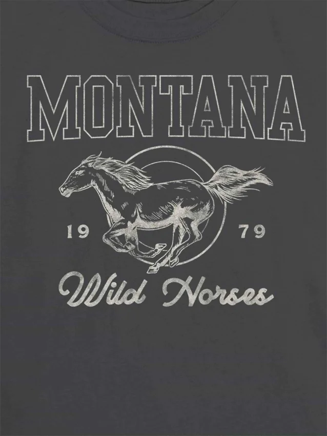 T-shirt con stampa "Montana Wild Horse" per bambini