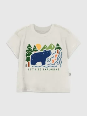 T-shirt con stampa “Orso nel bosco” per bambini piccoli