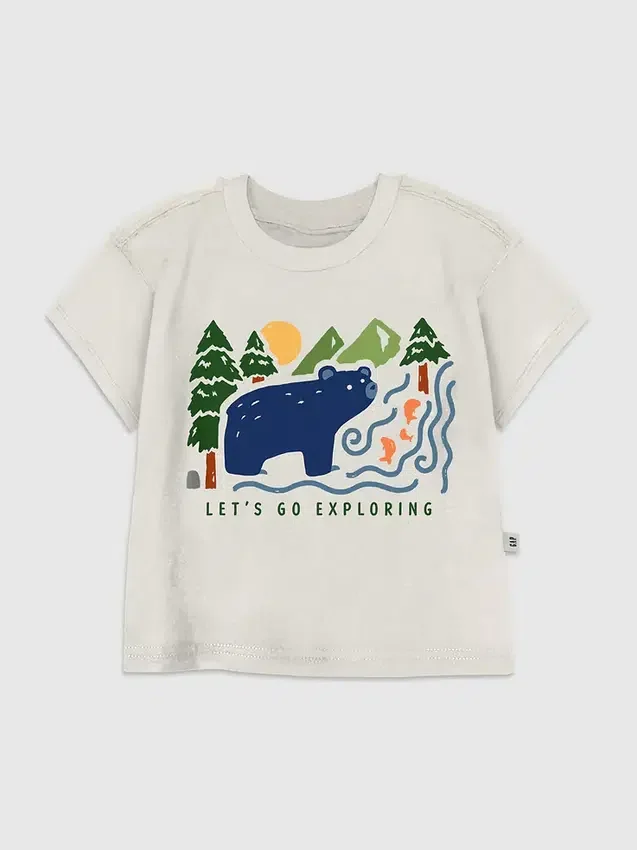 T-shirt con stampa “Orso nel bosco” per bambini piccoli