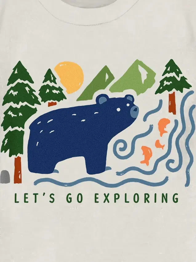 T-shirt con stampa “Orso nel bosco” per bambini piccoli