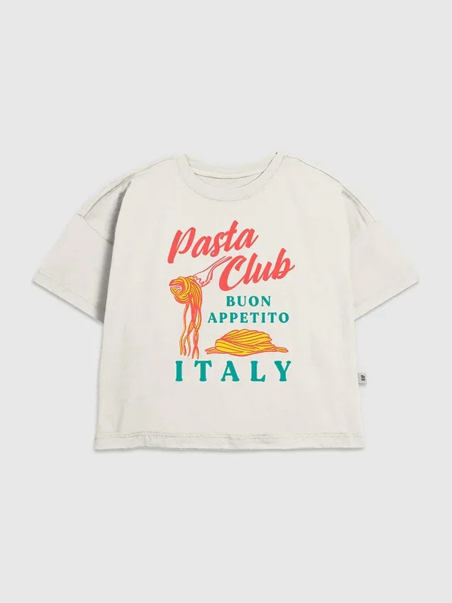 T-shirt con stampa "Pasta Club" per bambini