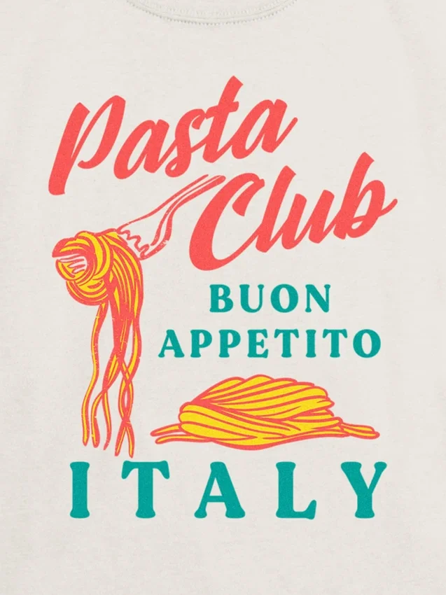 T-shirt con stampa "Pasta Club" per bambini