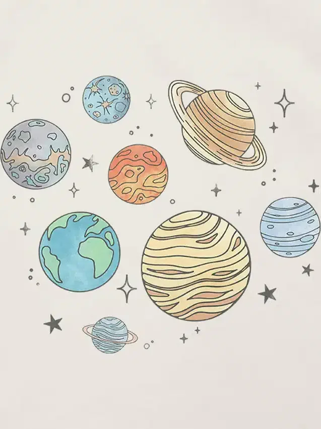 T-shirt con stampa "Planets Jumble" per bambini