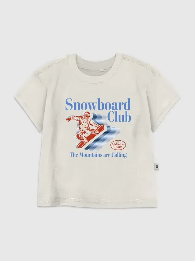 T-shirt con stampa "Snowboard Club" per bambini