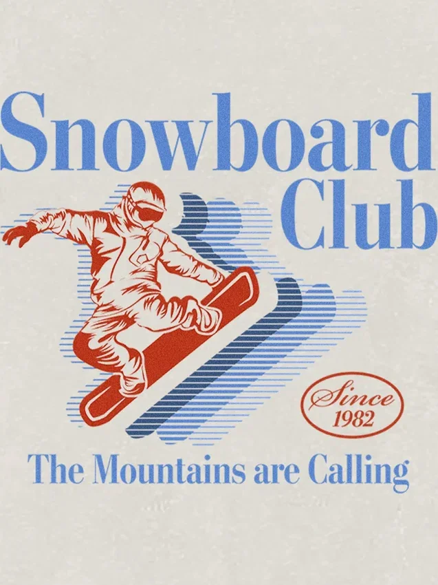 T-shirt con stampa "Snowboard Club" per bambini