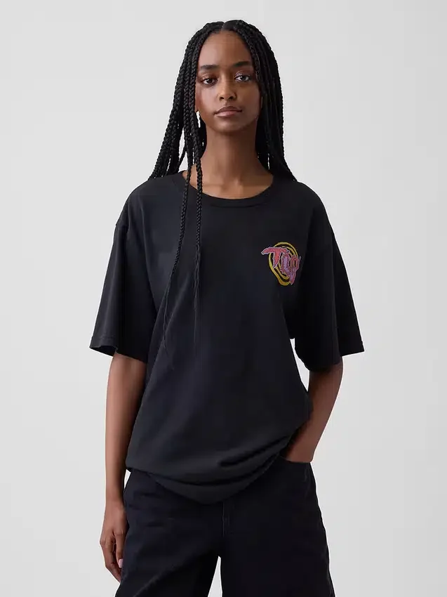T-shirt con stampa "Tlc" dal taglio comodo
