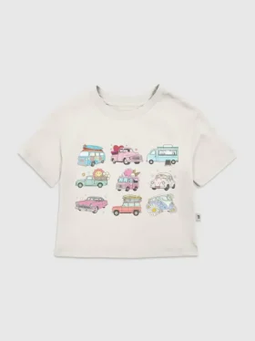 T-shirt con stampa "Trucks and Cars" per bambini