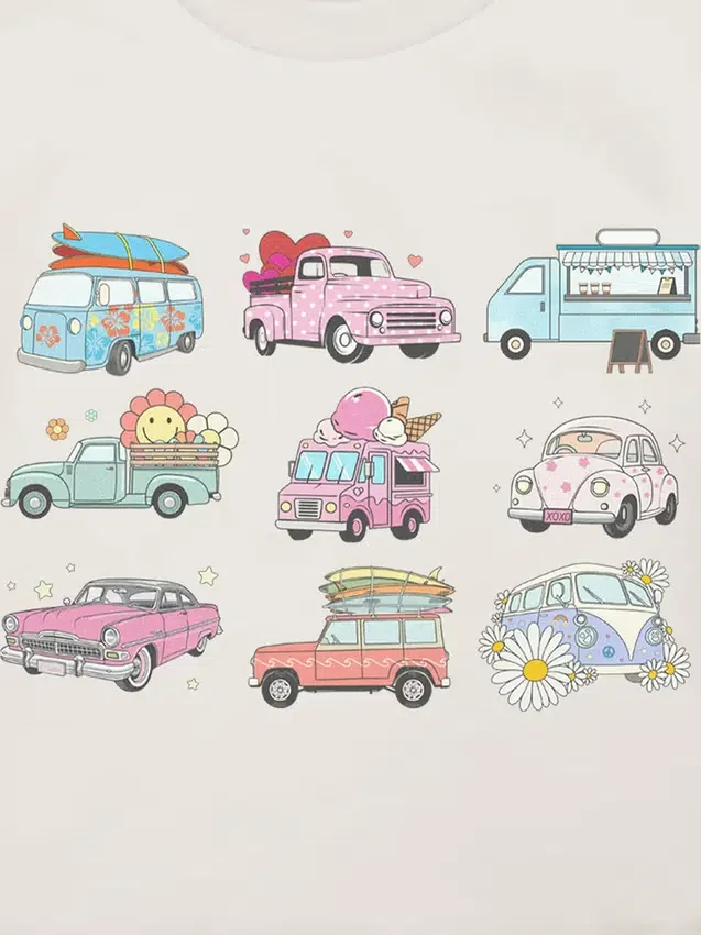 T-shirt con stampa "Trucks and Cars" per bambini