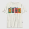 T-shirt con stampa vintage "Sport invernali" per bambini