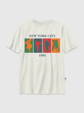 T-shirt con stampa vintage "Sport invernali" per bambini
