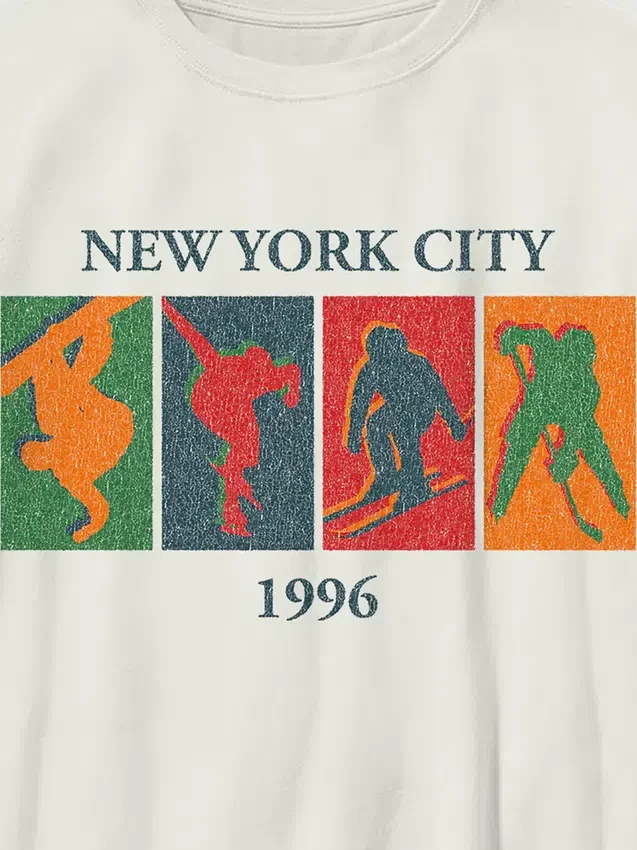 T-shirt con stampa vintage "Sport invernali" per bambini