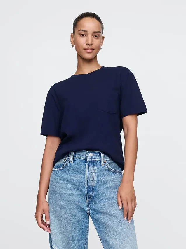 T-shirt con tasca in cotone biologico per adulti