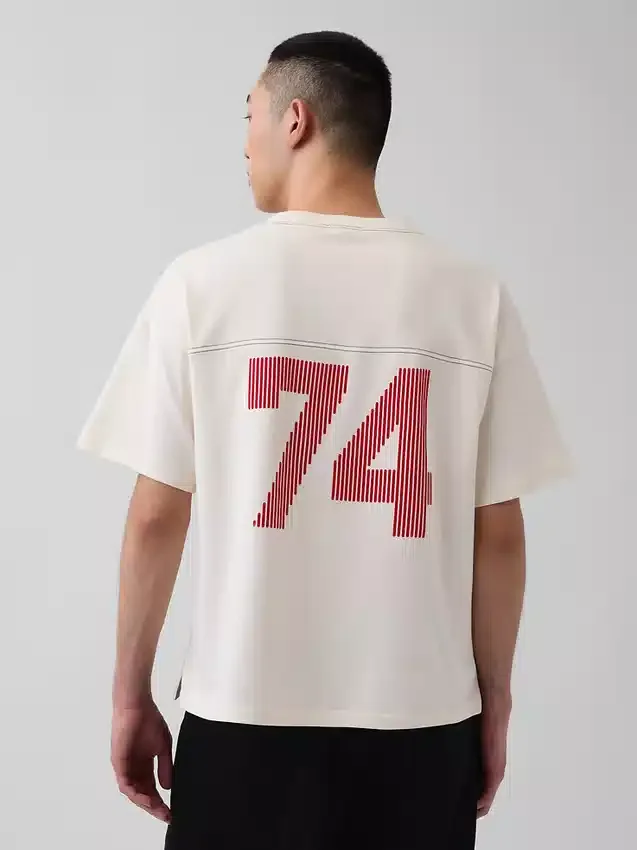 T-shirt corta con logo Ouigap in tessuto pesante