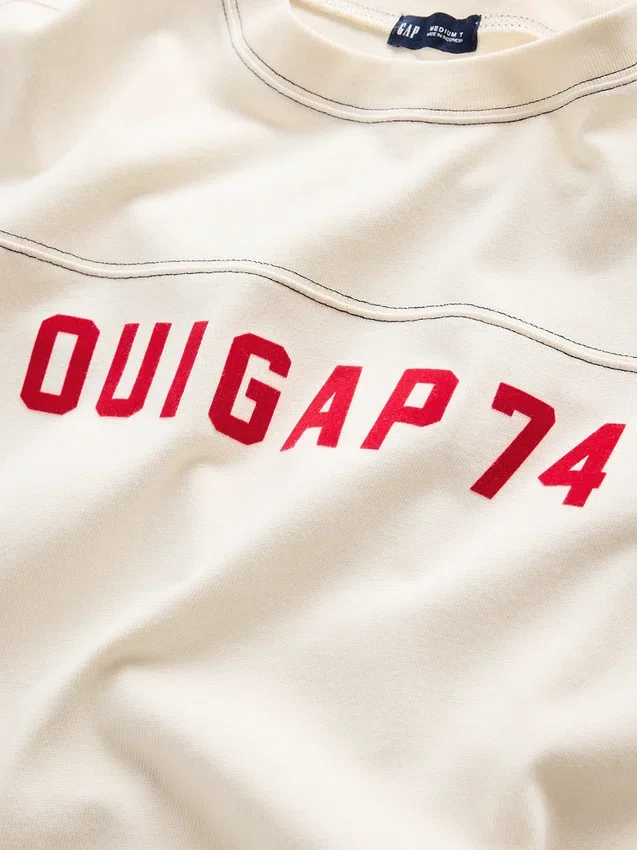 T-shirt corta con logo Ouigap in tessuto pesante