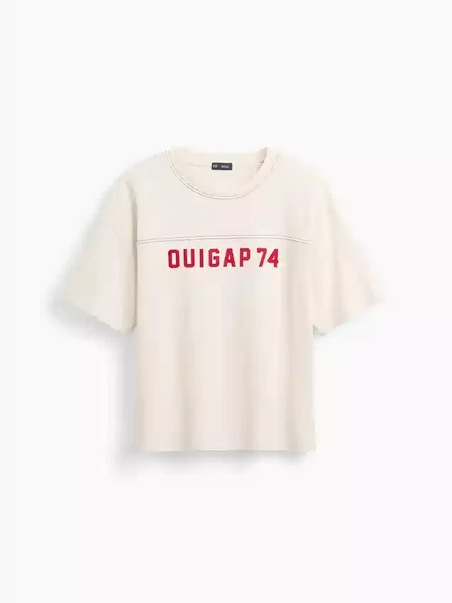 T-shirt corta con logo Ouigap in tessuto pesante