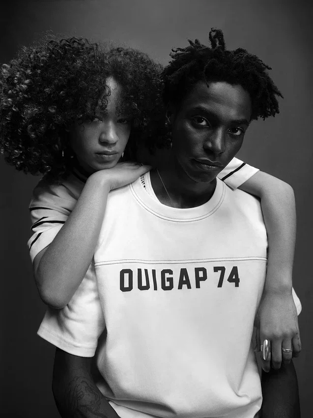 T-shirt corta con logo Ouigap in tessuto pesante