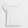 T-shirt corta con spalle scoperte in jersey a trama fitta