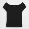 T-shirt corta con spalle scoperte in jersey a trama fitta
