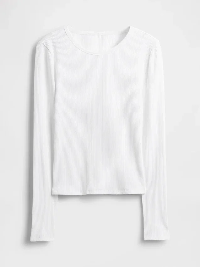 T-shirt corta moderna a costine