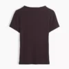 T-shirt corta moderna a costine con collo alto