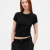 T-shirt corta per neonati a trama a nido d’ape