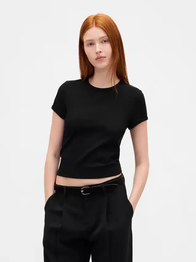 T-shirt corta per neonati a trama a nido d’ape