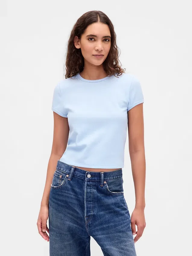 T-shirt corta per neonati a trama a nido d’ape