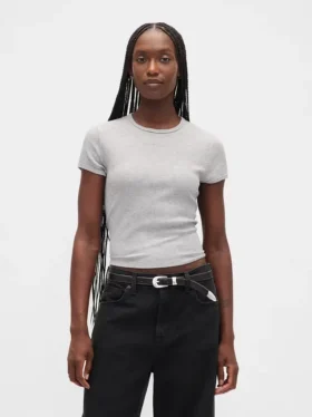 T-shirt corta per neonati a trama a nido d’ape