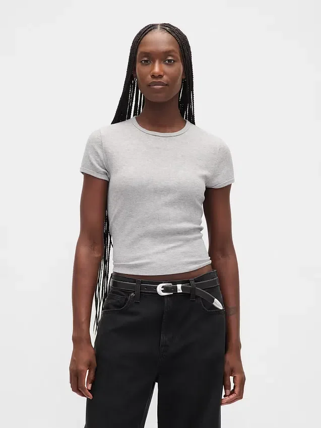 T-shirt corta per neonati a trama a nido d’ape