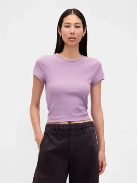 T-shirt corta per neonati a trama a nido d’ape
