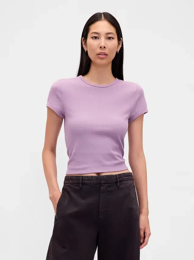 T-shirt corta per neonati a trama a nido d’ape