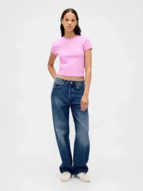 T-shirt corta per neonati a trama a nido d’ape