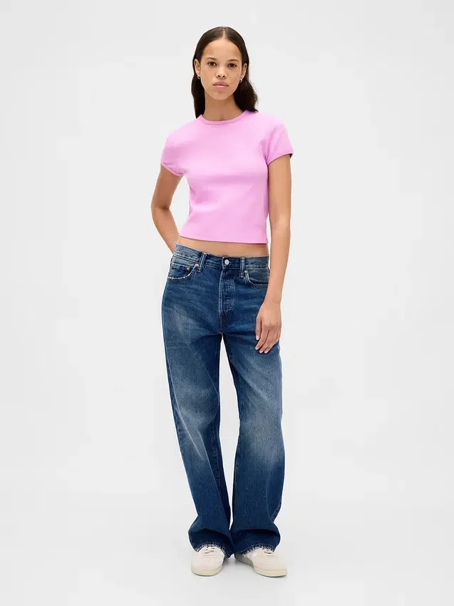 T-shirt corta per neonati a trama a nido d’ape