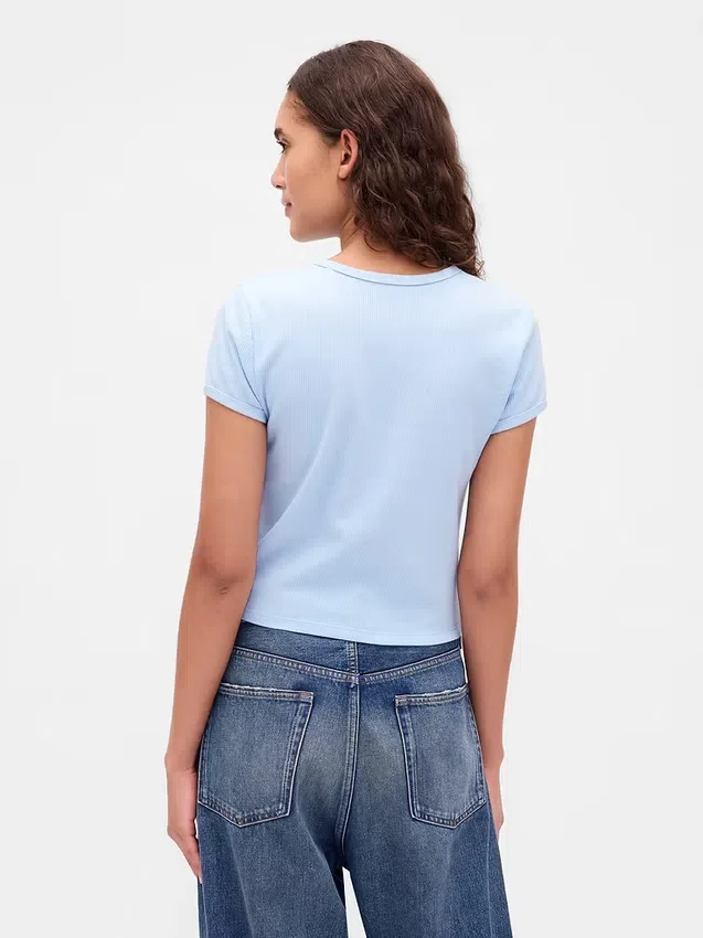 T-shirt corta per neonati a trama a nido d’ape