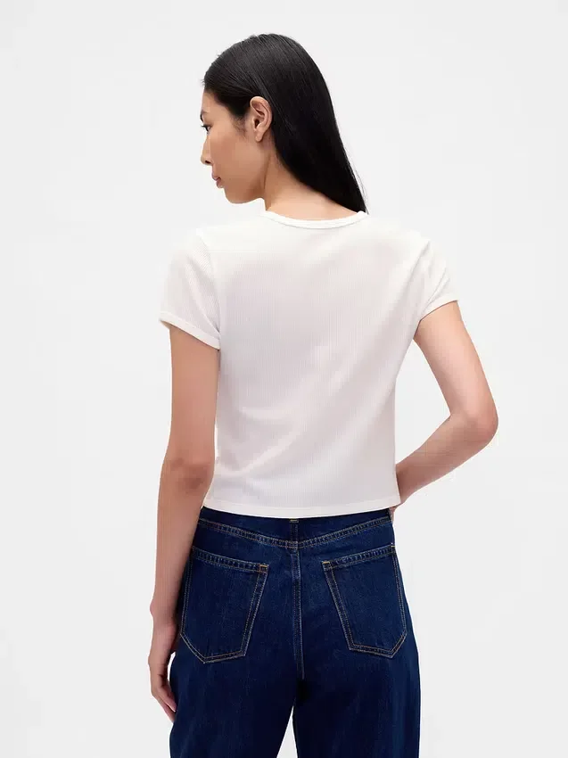 T-shirt corta per neonati a trama a nido d’ape