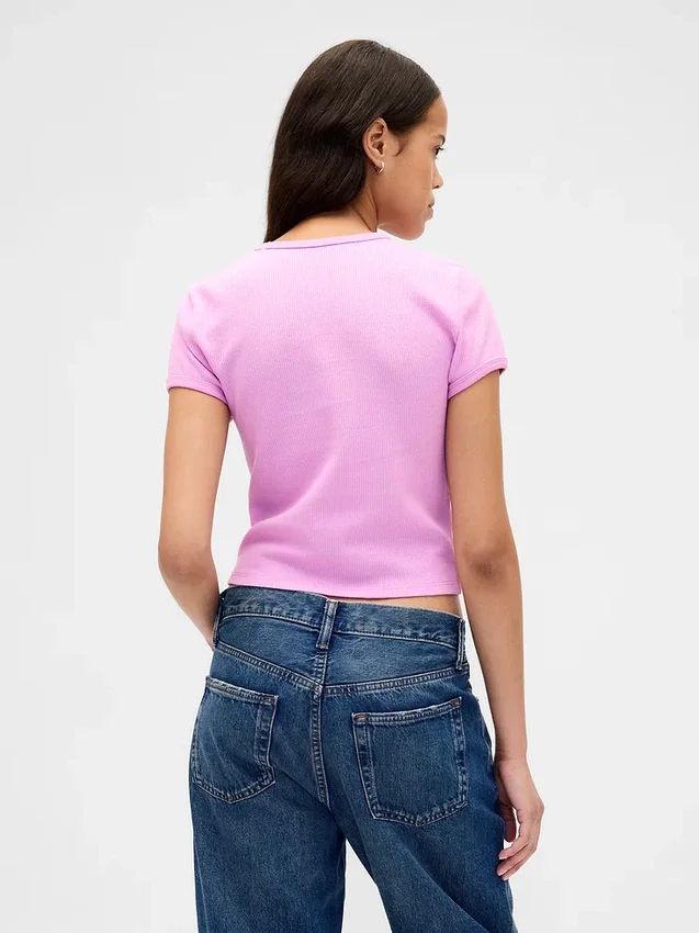 T-shirt corta per neonati a trama a nido d’ape