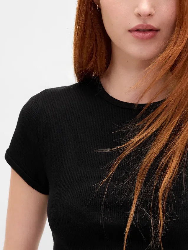 T-shirt corta per neonati a trama a nido d’ape