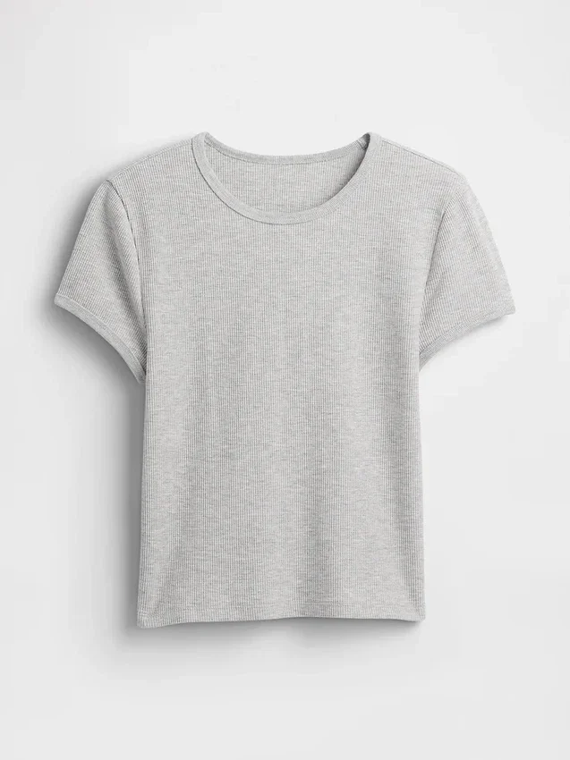 T-shirt corta per neonati a trama a nido d’ape