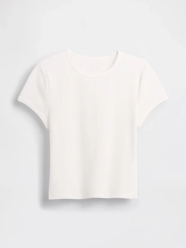 T-shirt corta per neonati a trama a nido d’ape