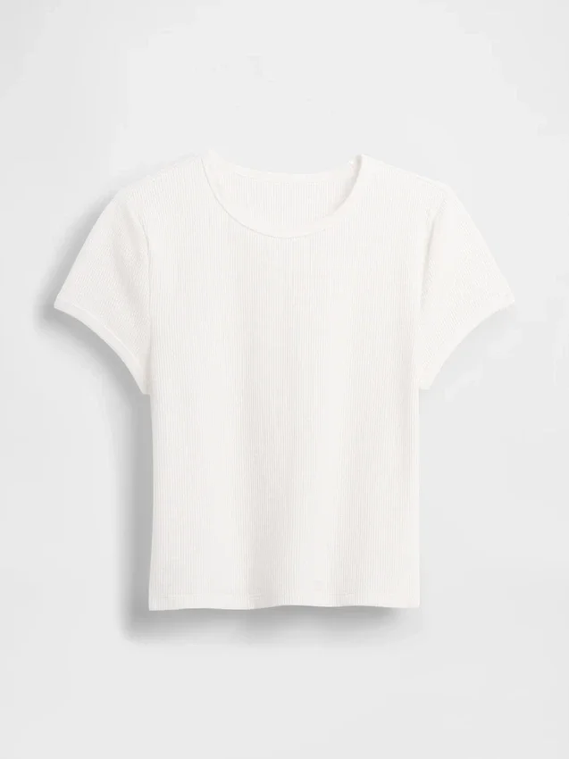 T-shirt corta per neonati a trama a nido d’ape