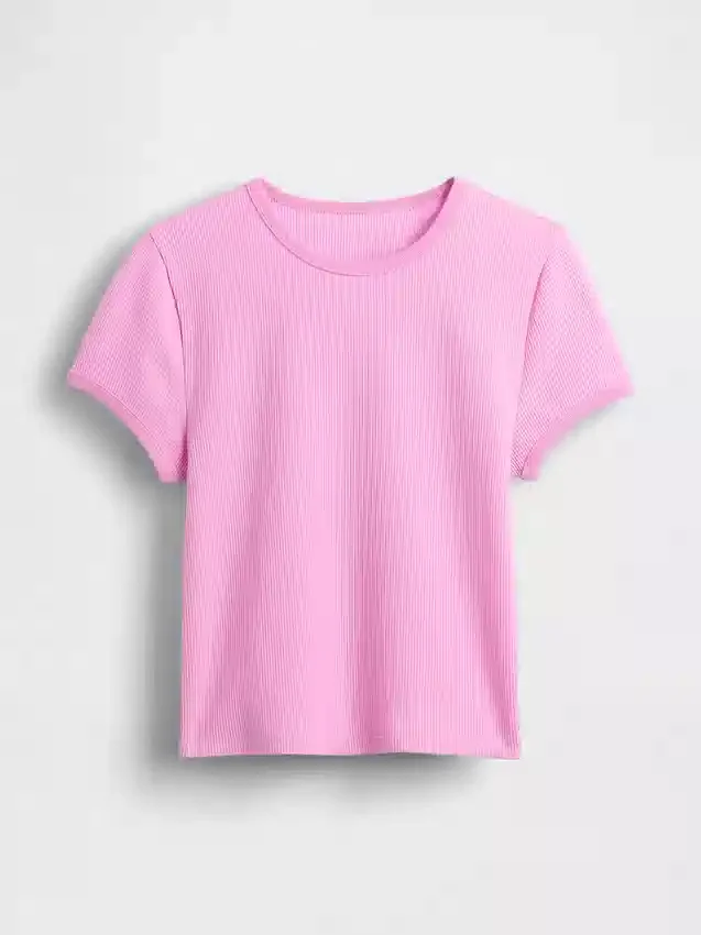 T-shirt corta per neonati a trama a nido d’ape