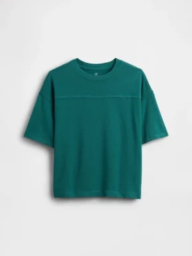 T-shirt da bambino in jersey pesante con cuciture
