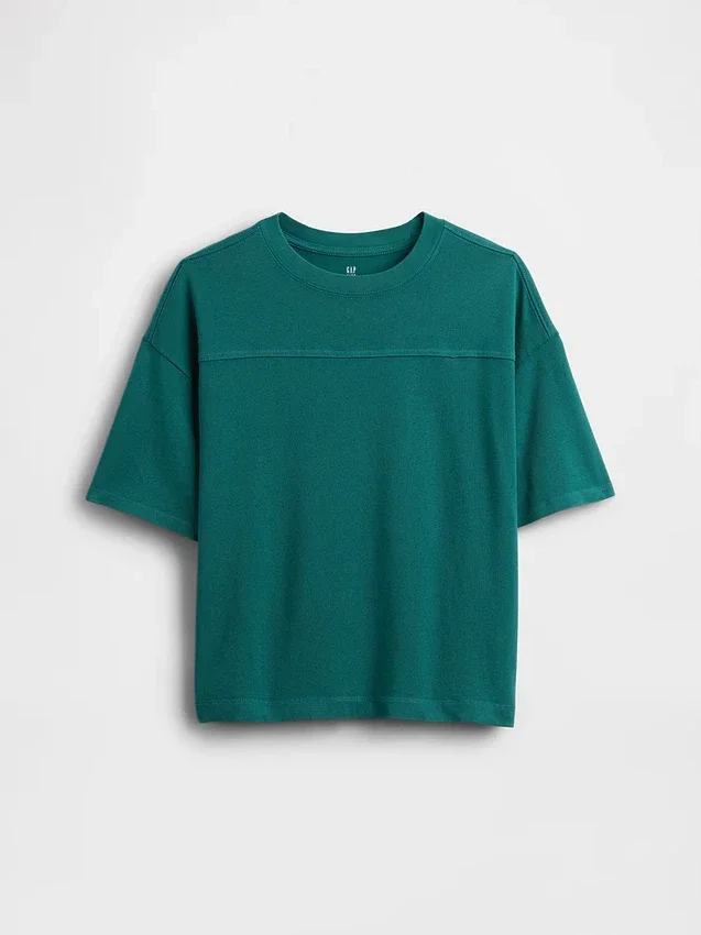 T-shirt da bambino in jersey pesante con cuciture