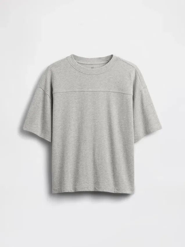T-shirt da bambino in jersey pesante con cuciture