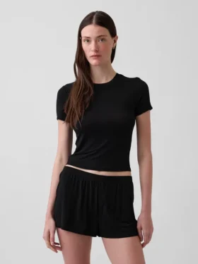 T-shirt da pigiama in modal a costine morbidissima