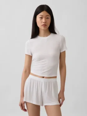 T-shirt da pigiama in modal a costine morbidissima