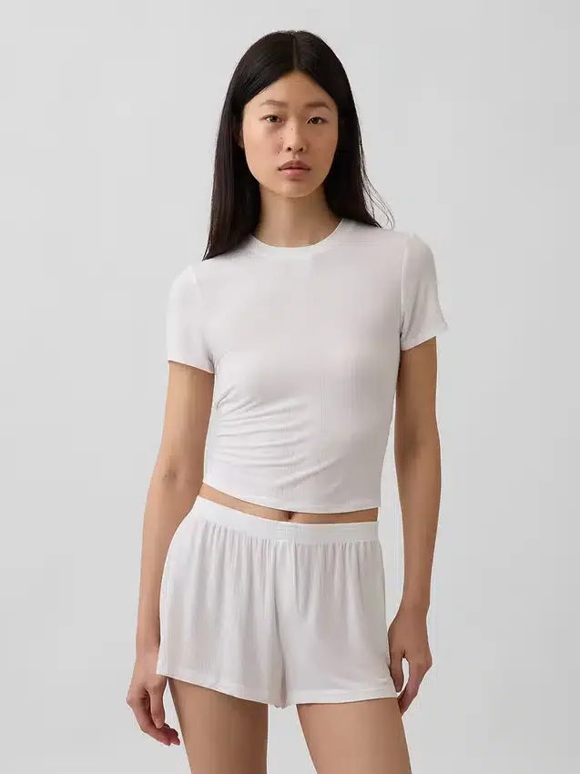 T-shirt da pigiama in modal a costine morbidissima